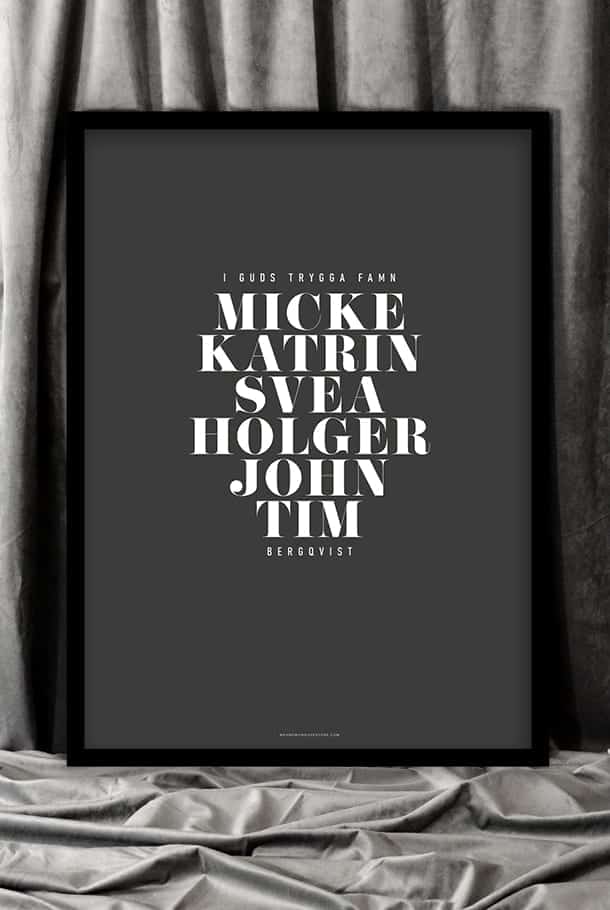 Namnposter för familj: I Guds trygga famn