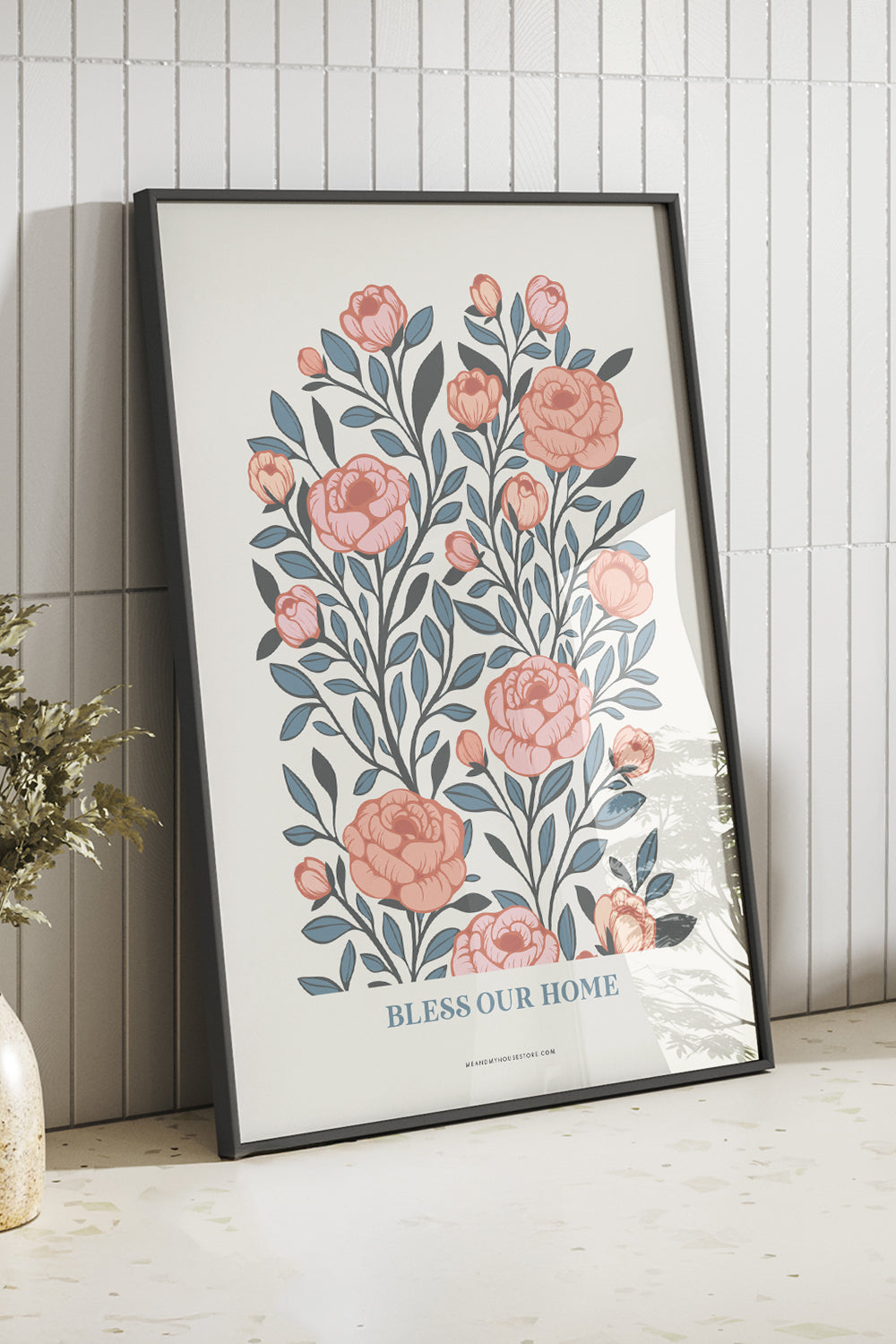 Poster med blommor: Bless our Home