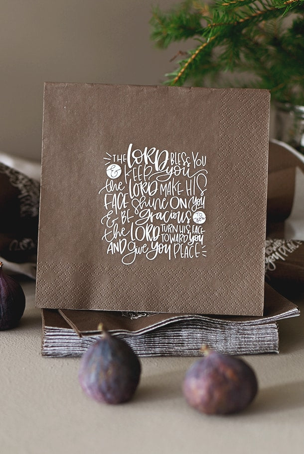 Höstbrun servett: The Lord bless you