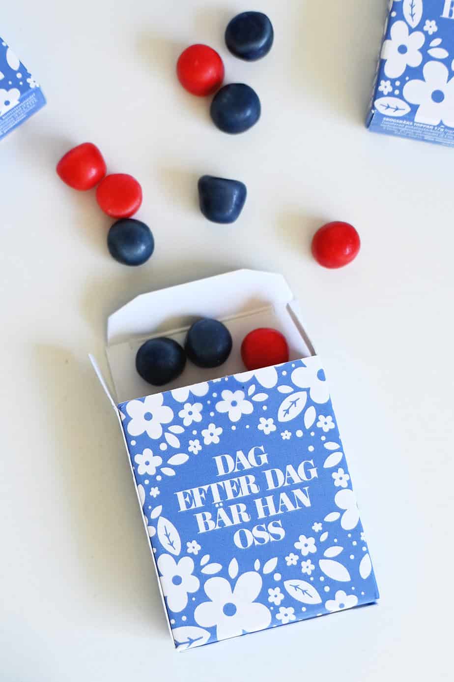 Tablettask med blå blommor: Dag efter dag bär Han oss