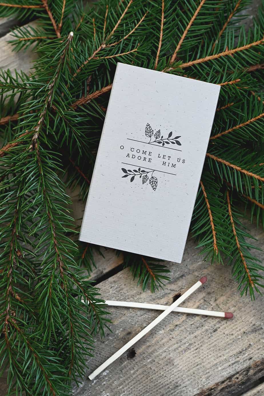 Stor tändsticksask: O, come let us adore Him