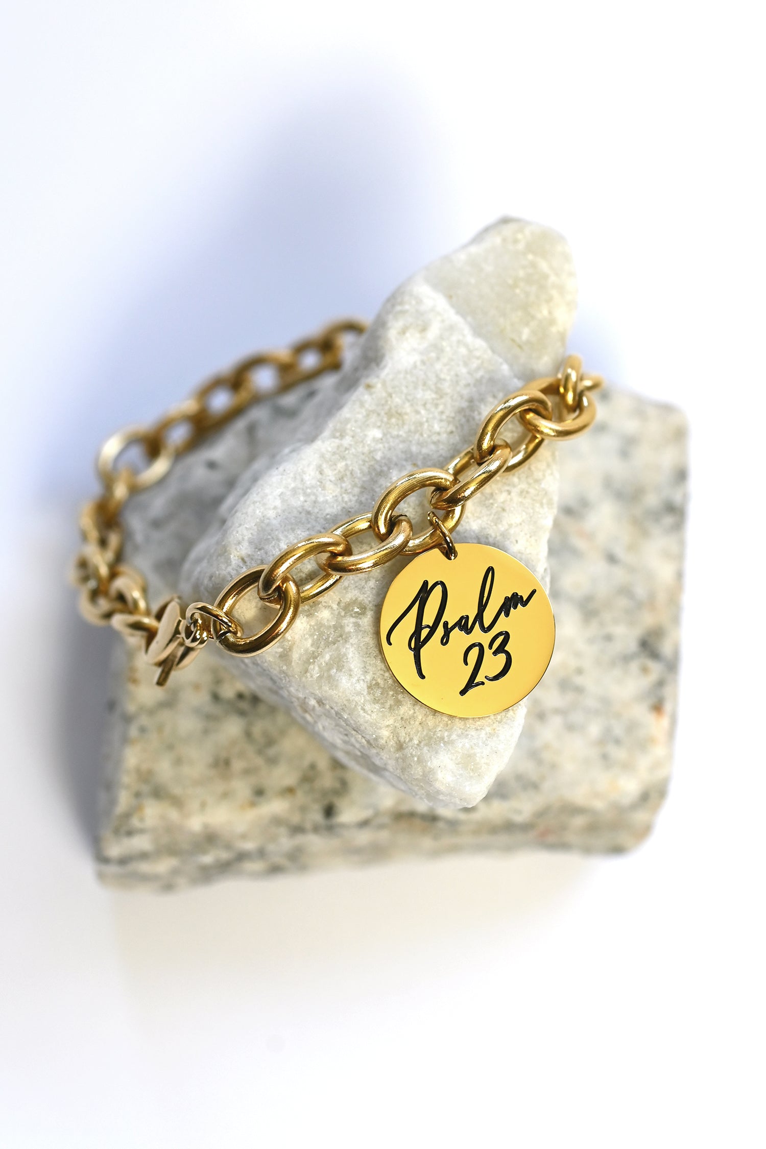 Guldfärgat armband: Psalm 23