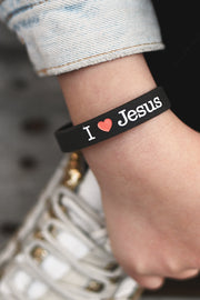 Silikonarmband i tonårsstorlek: I love Jesus