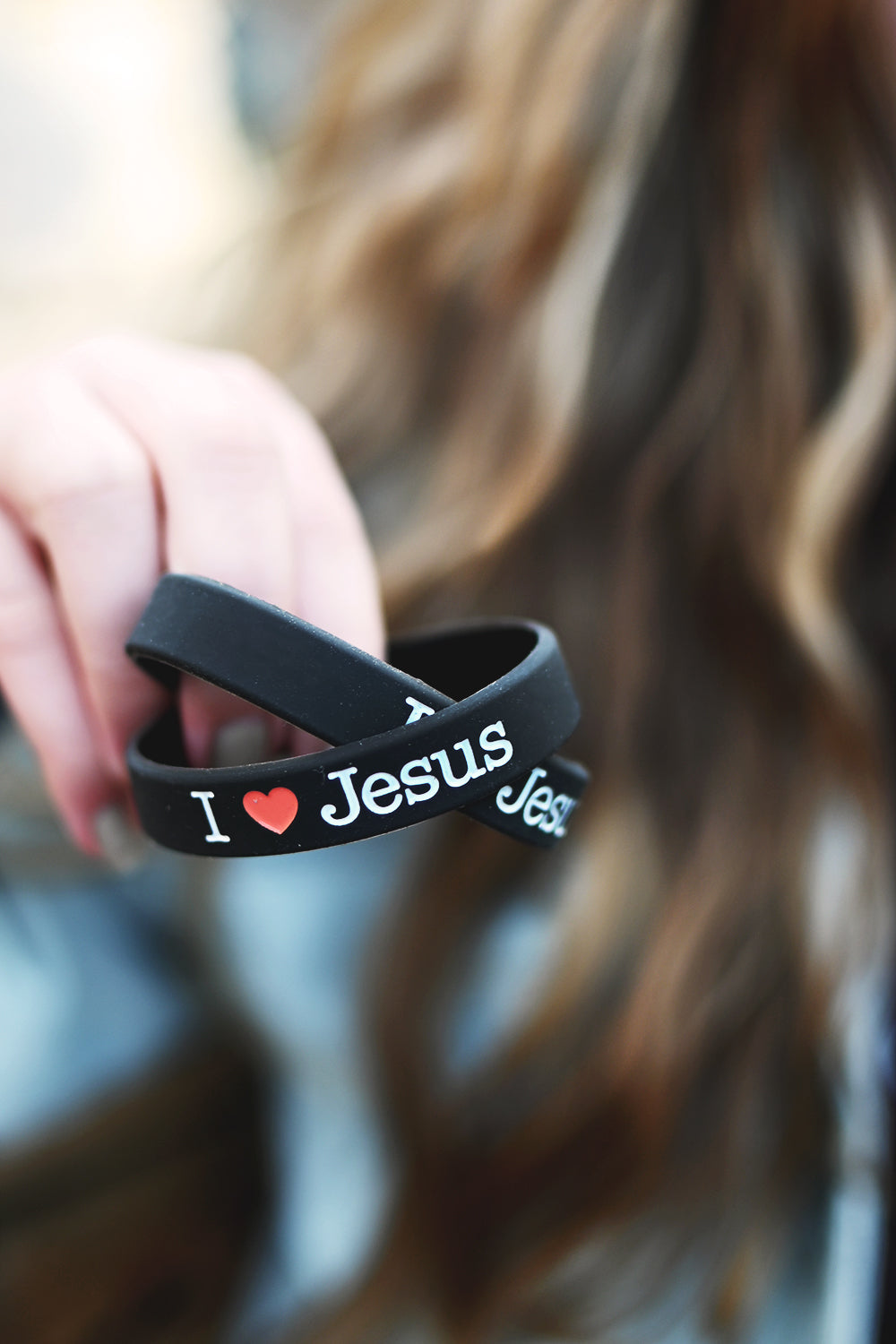 Silikonarmband i tonårsstorlek: I love Jesus