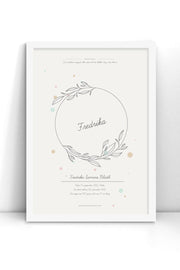Adoptionsposter med blomkrans