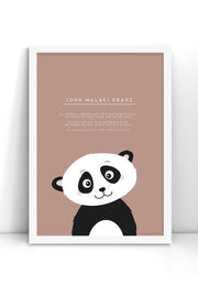 Adoptionsposter med panda (rosa bakgrund)