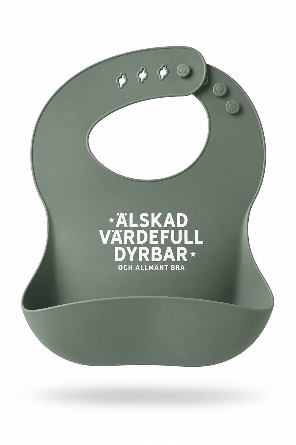 Sköngrön haklapp i mjuk silikon: Älskad, värdefull, dyrbar och allmänt bra