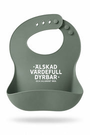 Sköngrön haklapp i mjuk silikon: Älskad, värdefull, dyrbar och allmänt bra