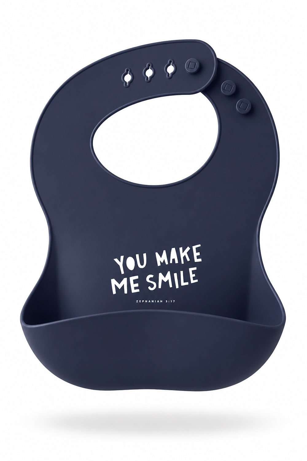 Natthimmelsfärgad haklapp i mjuk silikon: You make me smile!