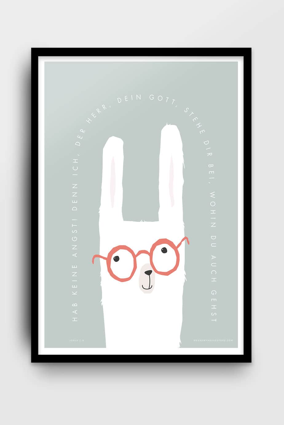 Poster på tyska med lama: Hab keine Angst!
