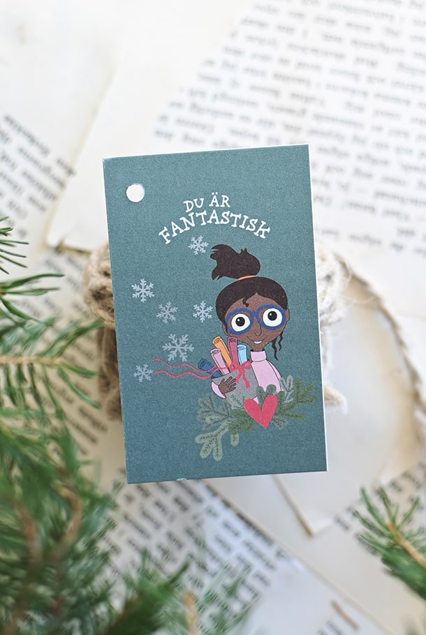 10-pack! Juletikett med barnmotiv: Du är fantastisk
