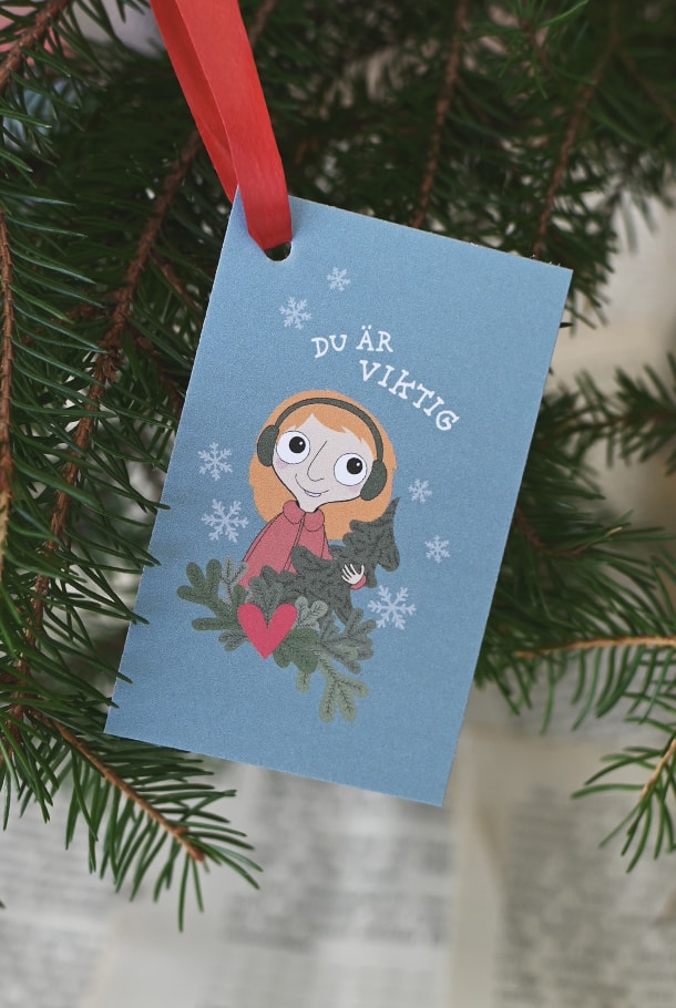 10-pack! Juletikett med barnmotiv: Du är viktig