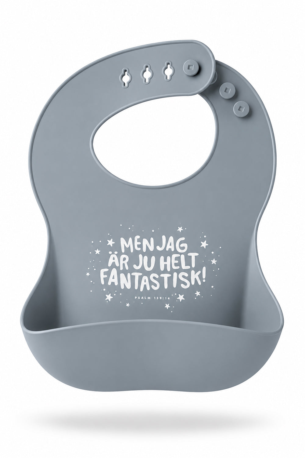Dovt blå, mjuk haklapp i silikon: Men jag är ju helt fantastisk!