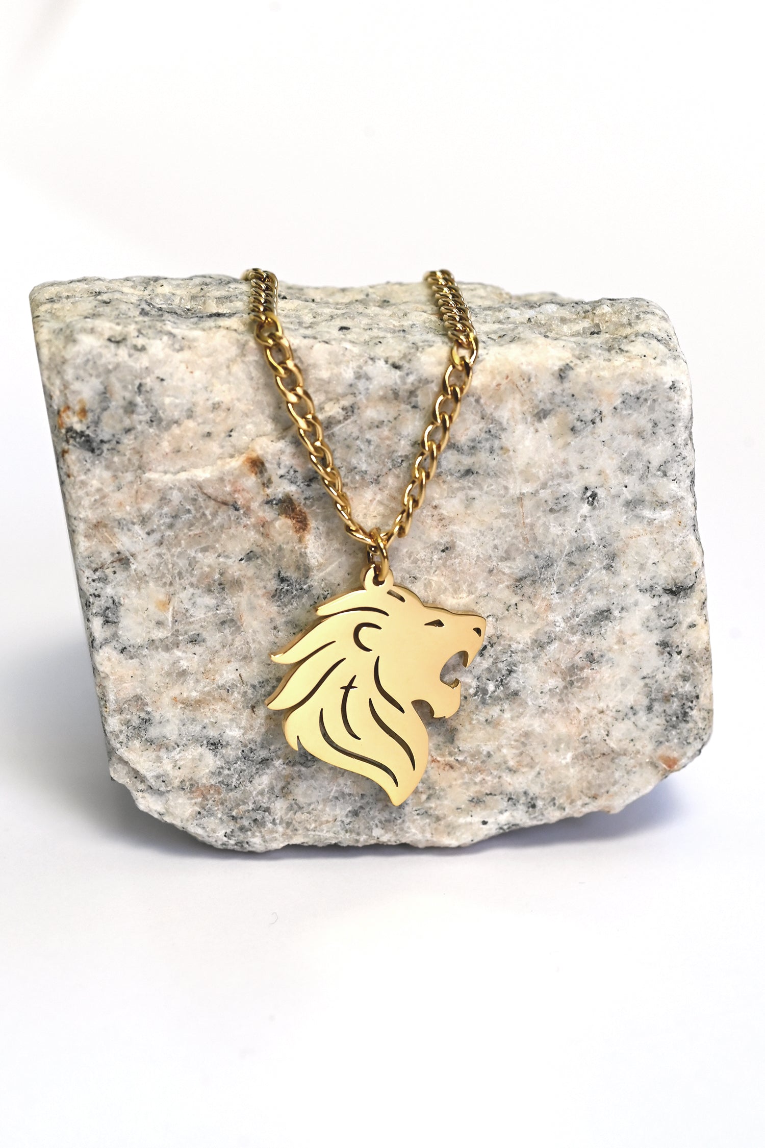 Guldfärgat halsband med grövre kedja: Lion