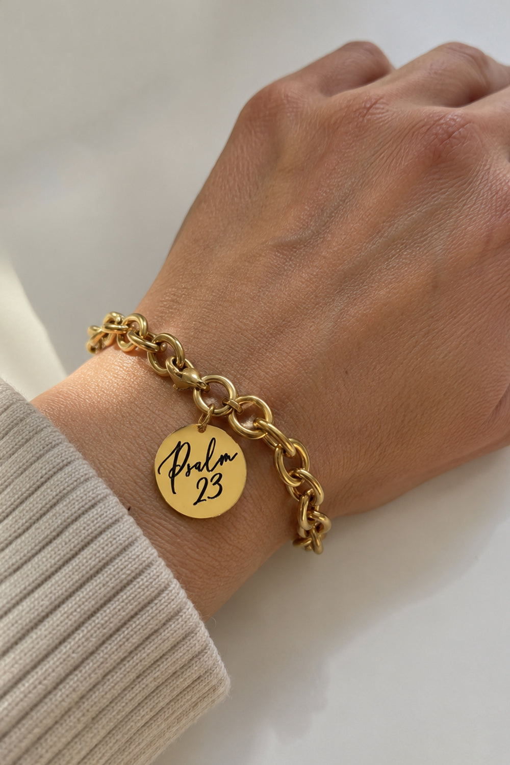 Guldfärgat armband: Psalm 23