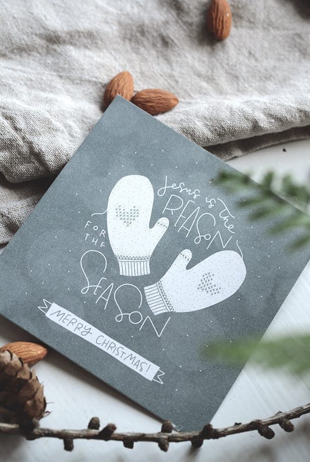 Litet kvadratiskt julkort: Jesus is the reason for the season