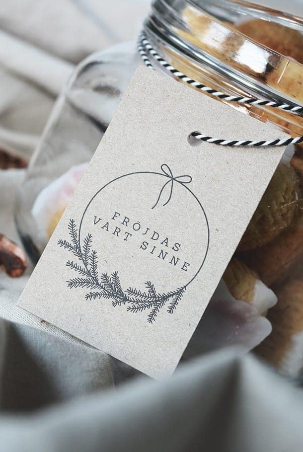 10-pack! Juletikett på kvistpapper: Fröjdas vart sinne