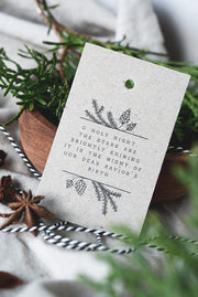10-pack! Juletikett på kvistpapper: O Holy Night