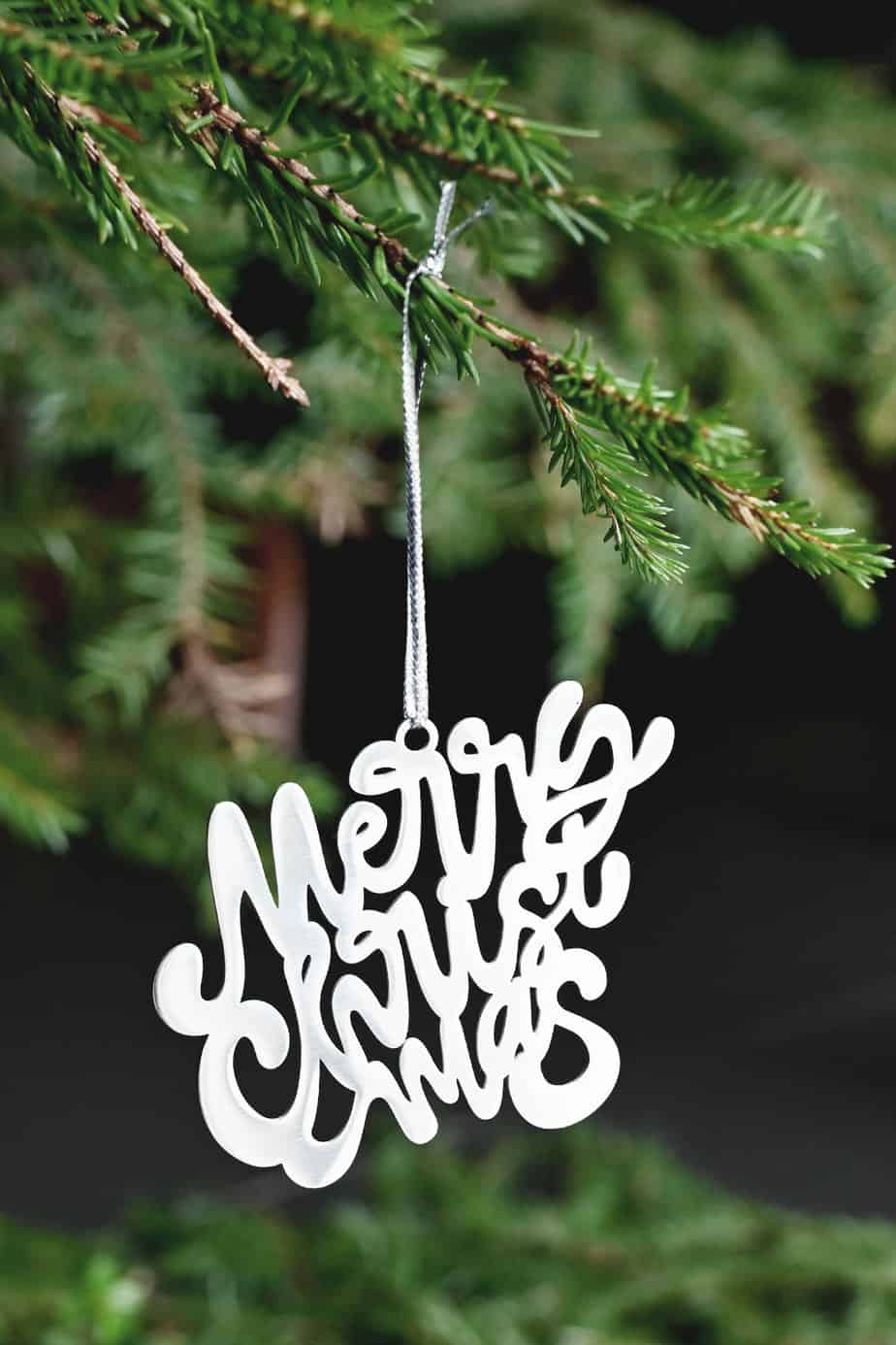 Julhänge i rostfritt stål: Merry Christmas