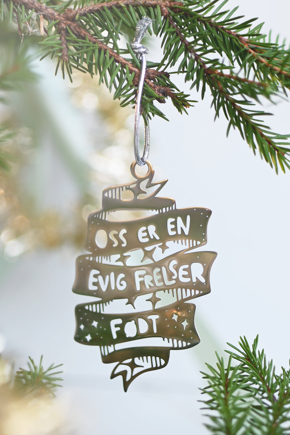 Julhänge med norsk text: Oss er en evig frelser født