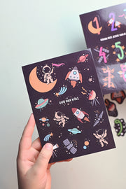 Klistermärkesark med rymdtema: Räkna med Jesus varje dag