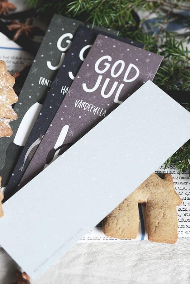 Avlånga kort/etiketter i 8-pack: God jul underbara du!
