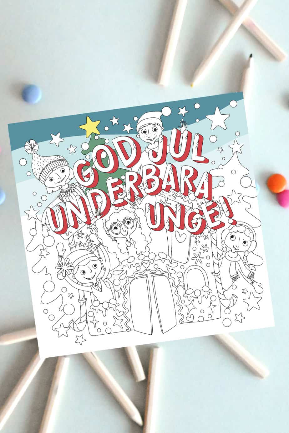 Målarkort: God jul underbara unge!