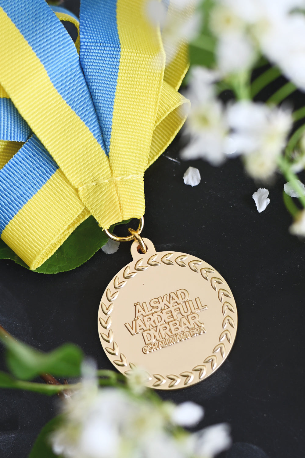 Matt medalj med Sverigeband: Älskad, värdefull, dyrbar