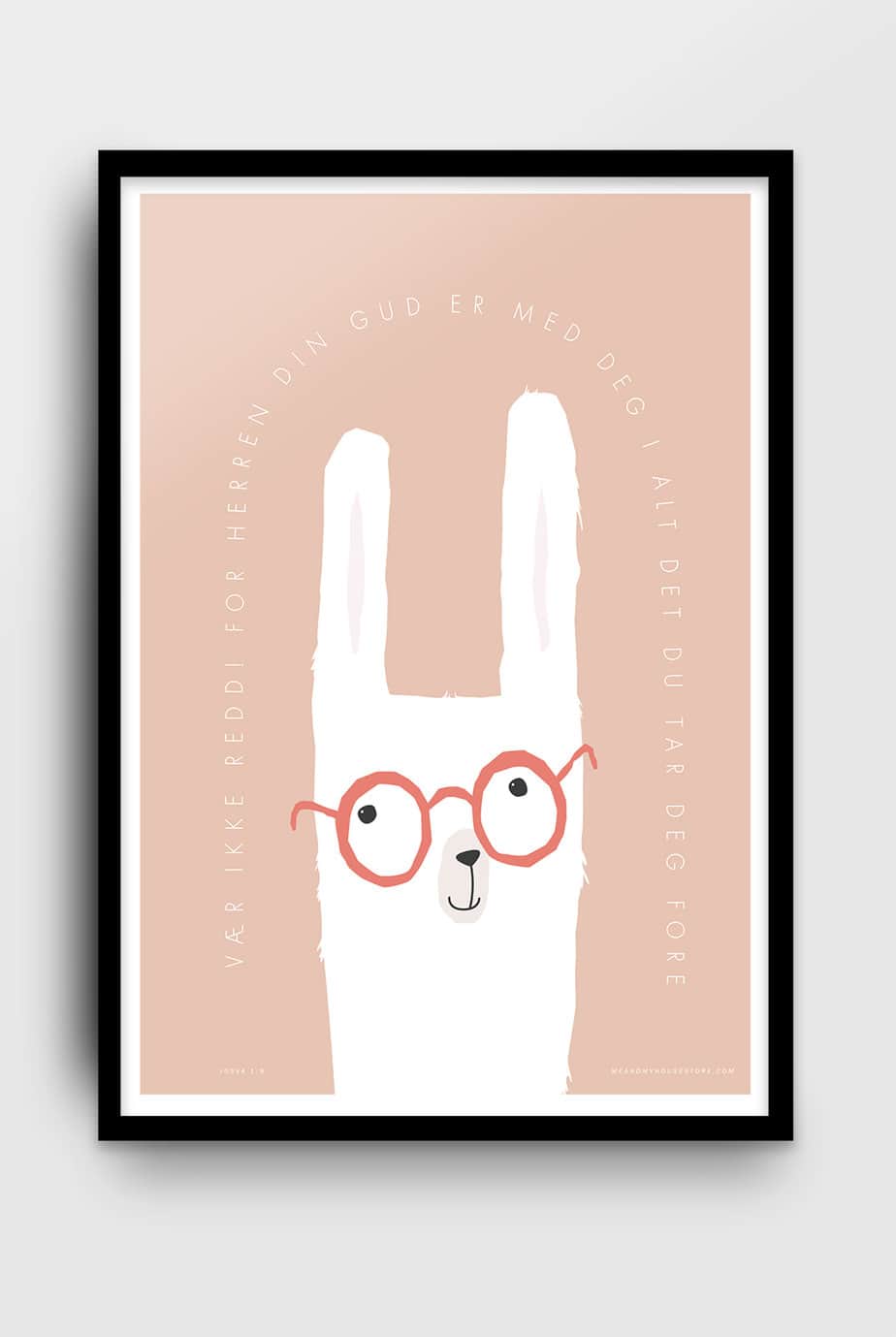 Poster på norska med lama: Vær ikke redd!
