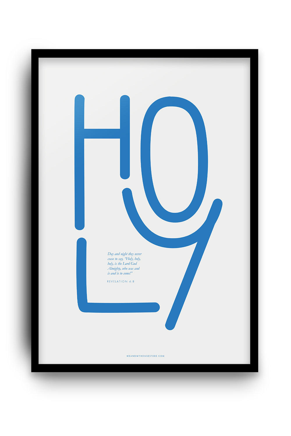 Poster med blå text: HOLY