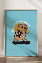 Färgglad poster: On my way to church