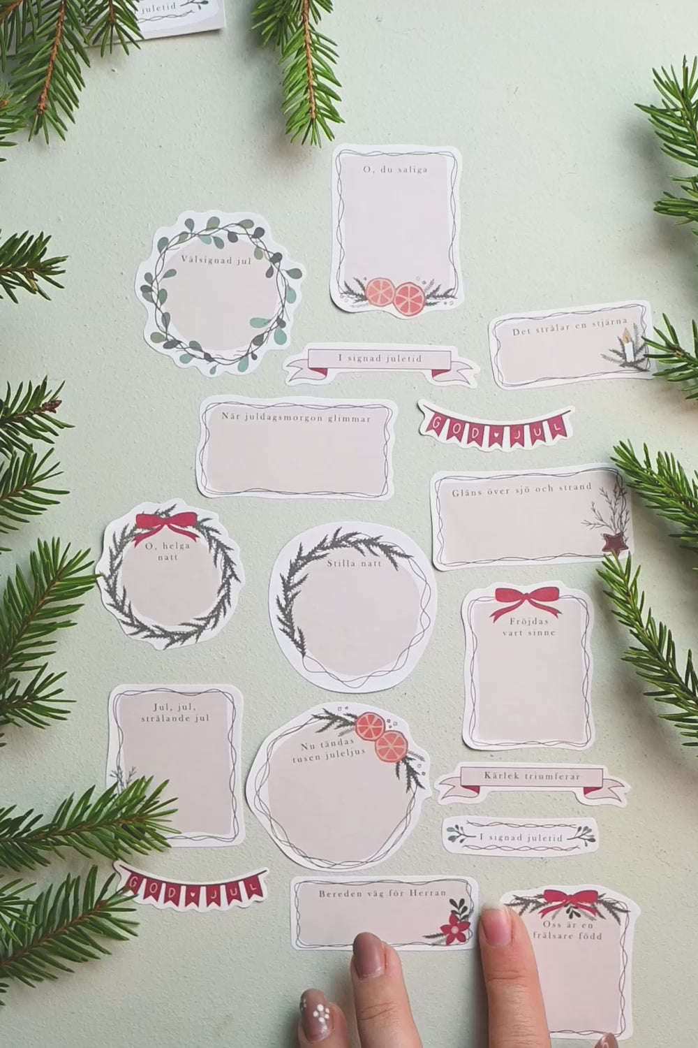 Ladda video: Klistermärkesark: Ettiketter med strofer från julsånger