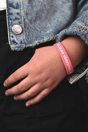 Silikonarmband i rosa: Älskad, värdefull, dyrbar (barnstorlek)
