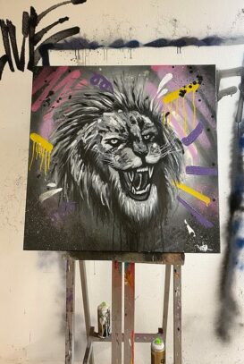 Poster by Victor Egebo with lion: Courage - Me & My House Store